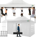 COBIZI Pop-Up Canopy Tent 10x15ft With 4 Sidewalls, White