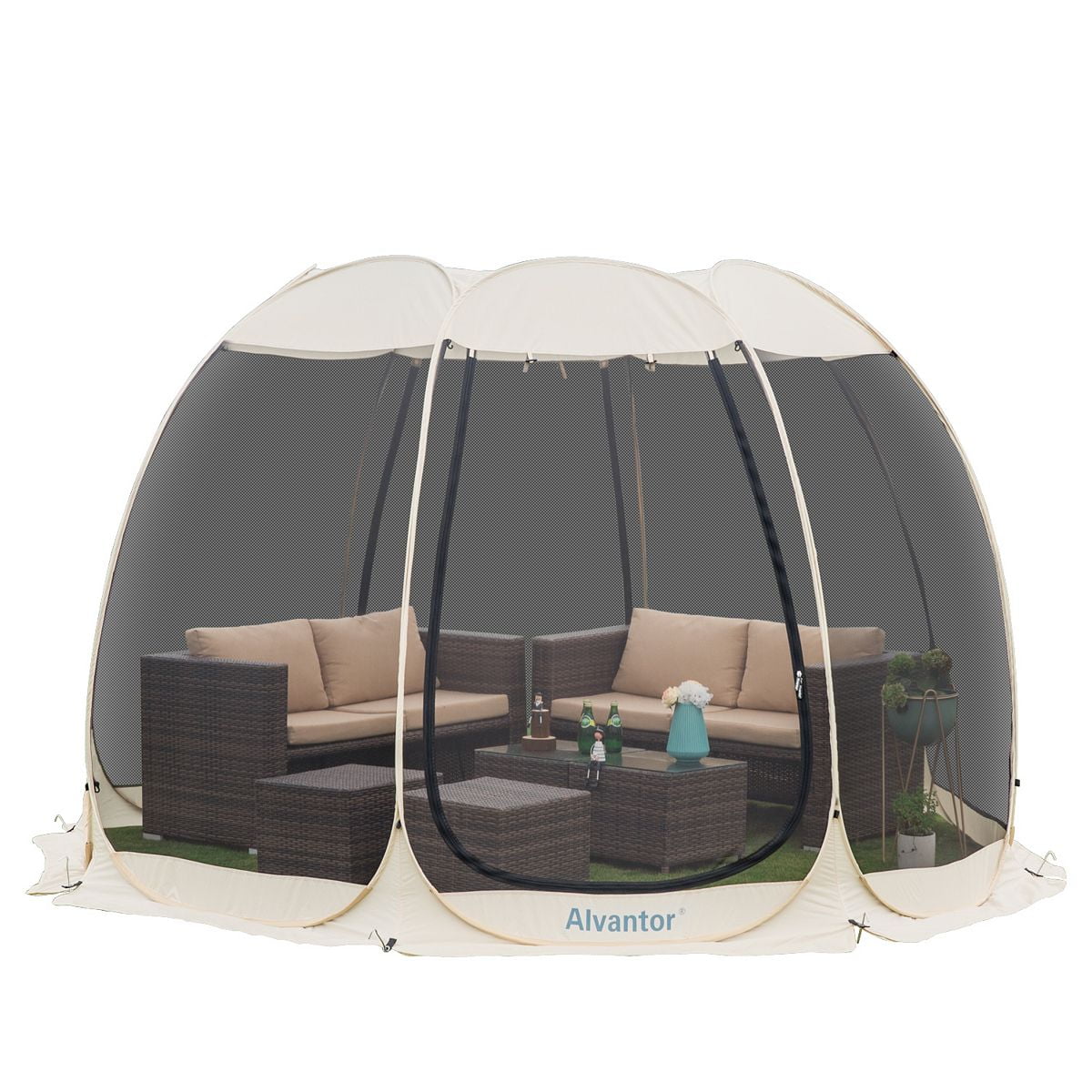 Alvantor Screen House Camping Instant Canopy 12 ft x 12 ft - Beige