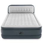 Intex Dura-Beam Deluxe Ultra Plush Headboard Queen Airbed, Gray, 18in, Built-In Pump - 64447ED