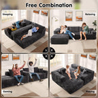 ovios 104in L-Shape Sectional Sofa With Chaise, Grey Plush Corduroy Fabric