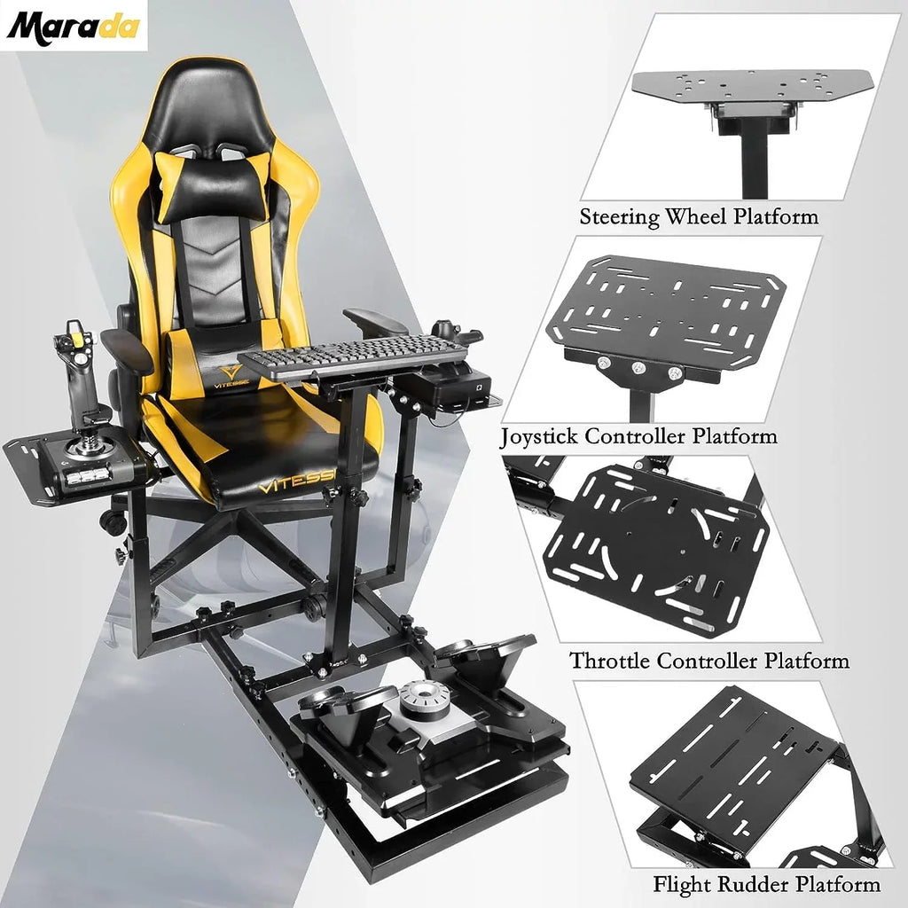 Marada Flight Simulator and Racing Wheel Stand, Adjustable, Carbon Steel - Fits Thrustmaster HOTAS Warthog