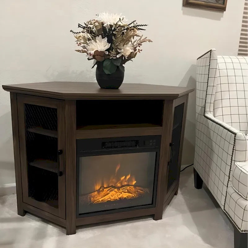 45 inch Industrial Corner Electric Fireplace TV Stand Console Table - 17 Electric Fireplace