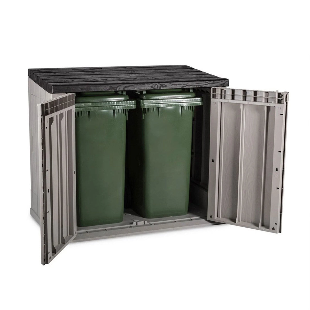 Toomax Outdoor Storage Shed Cabinet, 30 cu ft, Taupe Grey/Anthracite, 52 x 30.5 x 43.5 inches - Stora Way