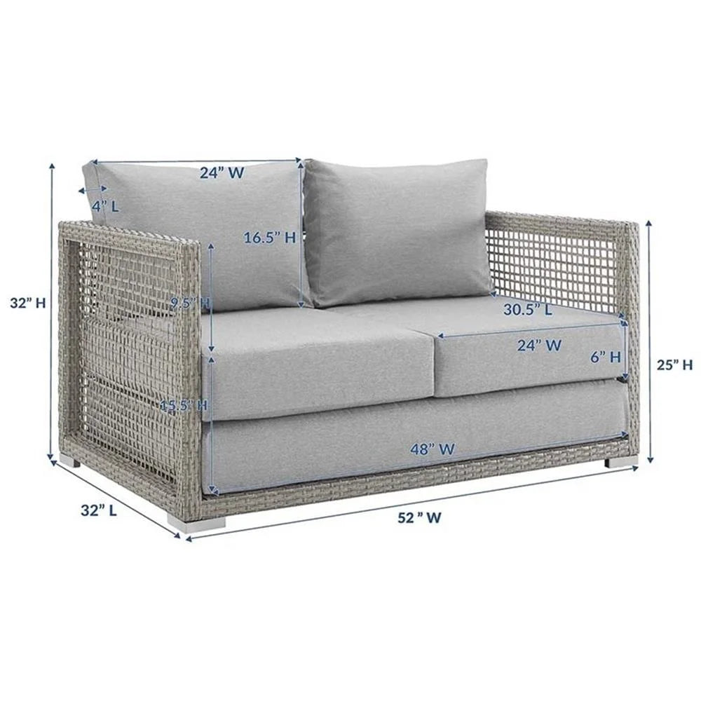 Afuera Living Wicker Patio Loveseat, Gray - 52in W x 32in D