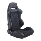 Racing Seats With Double Slider, PVC And Suade Material, Black - Set Of 2 Pieces
