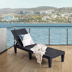 Outdoor Patio Chaise Lounge Chair Recliner - Adjustable 5 Positions, Wood Texture Design