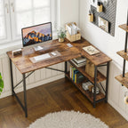 Small L-Shaped Computer Desk With Reversible Storage Shelves - 55-Inch / 47-Inch