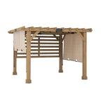 Sunjoy Cedar Wood Hot Tub Pergola 10 x 11 ft With Adjustable Canopy And Privacy Screen
