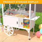 Wooden Candy Cart With Wheels, Pine Wood And MDF, Sliding-Door Cabinet