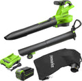 Greenworks 40V Cordless Brushless Leaf Blower Vacuum With Bag, 230 MPH, 505 CFM, 5.0Ah Battery And Charger