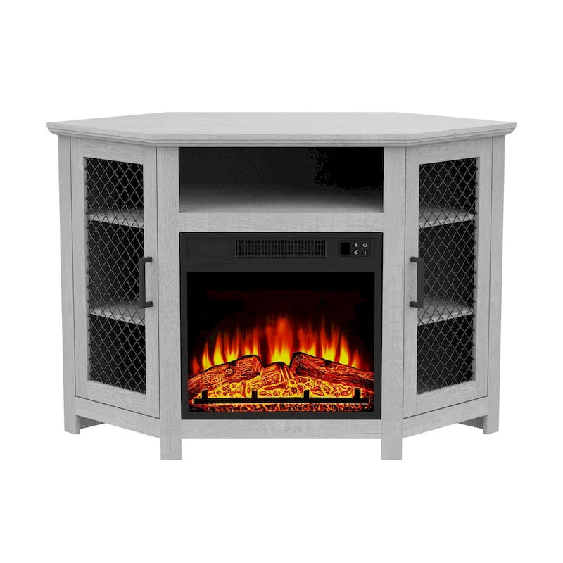 45 inch Industrial Corner Electric Fireplace TV Stand Console Table - 17 Electric Fireplace