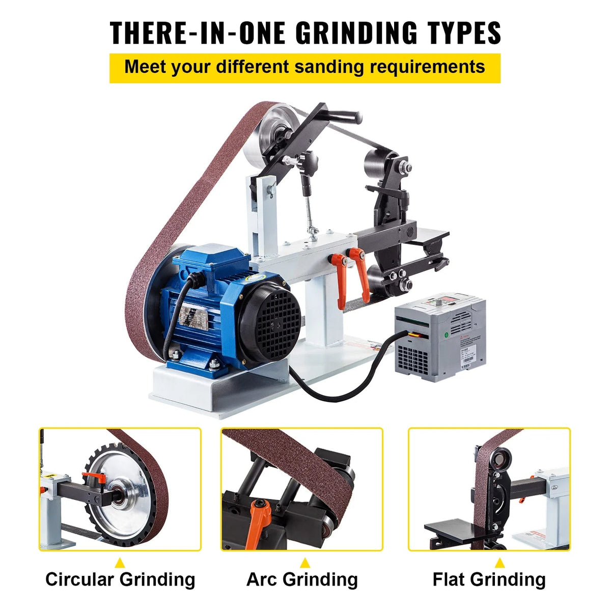 KFFKFF Metalworking Belt Sander Grinder, 1500W 2HP, 2 x 82 in, 3-in-1