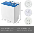 Costway Double Tub Washing Machine, 26 lb Capacity, 18 lb Wash, 8 lb Spin, Drain Pump