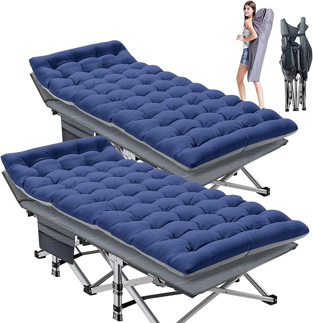 Slsy Folding Camping Cot 2 Pack, 75 x 28 x 14 in, 3.3 Inch 2-Sided Mattress - Carry Bag