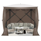 Hoteel Outdoor Pop-Up Gazebo Screen House 6x6ft With 4 Sidewalls And Mosquito Netting - Brown