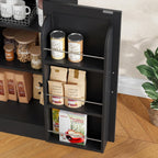 71 Inch Farmhouse Sideboard Buffet Cabinet With Adjustable Shelves And 2 Drawers - Black