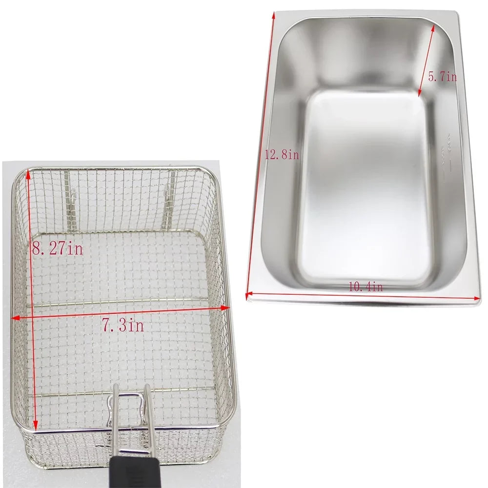 INTSUPERMAI Commercial Single-Tank Gas Deep Fryer, 6L, Stainless Steel