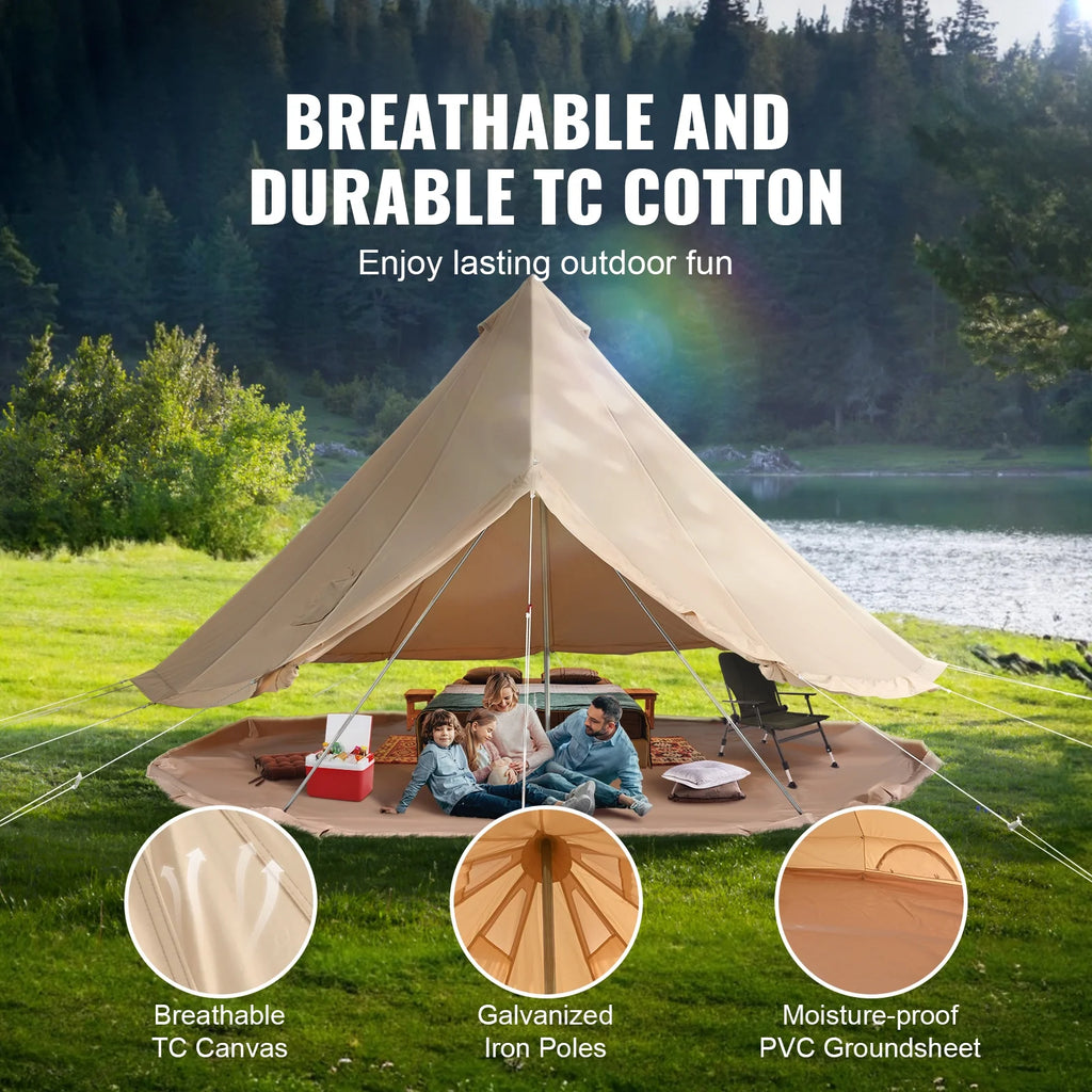 KFFKFF Canvas Bell Tent 6m/19.68ft 4-Season With Stove Jack - ZJTM1303