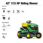 John Deere Ride-On Lawnmower 42 inch 17.5 HP Petrol Hydrostatic Drive - BG21271