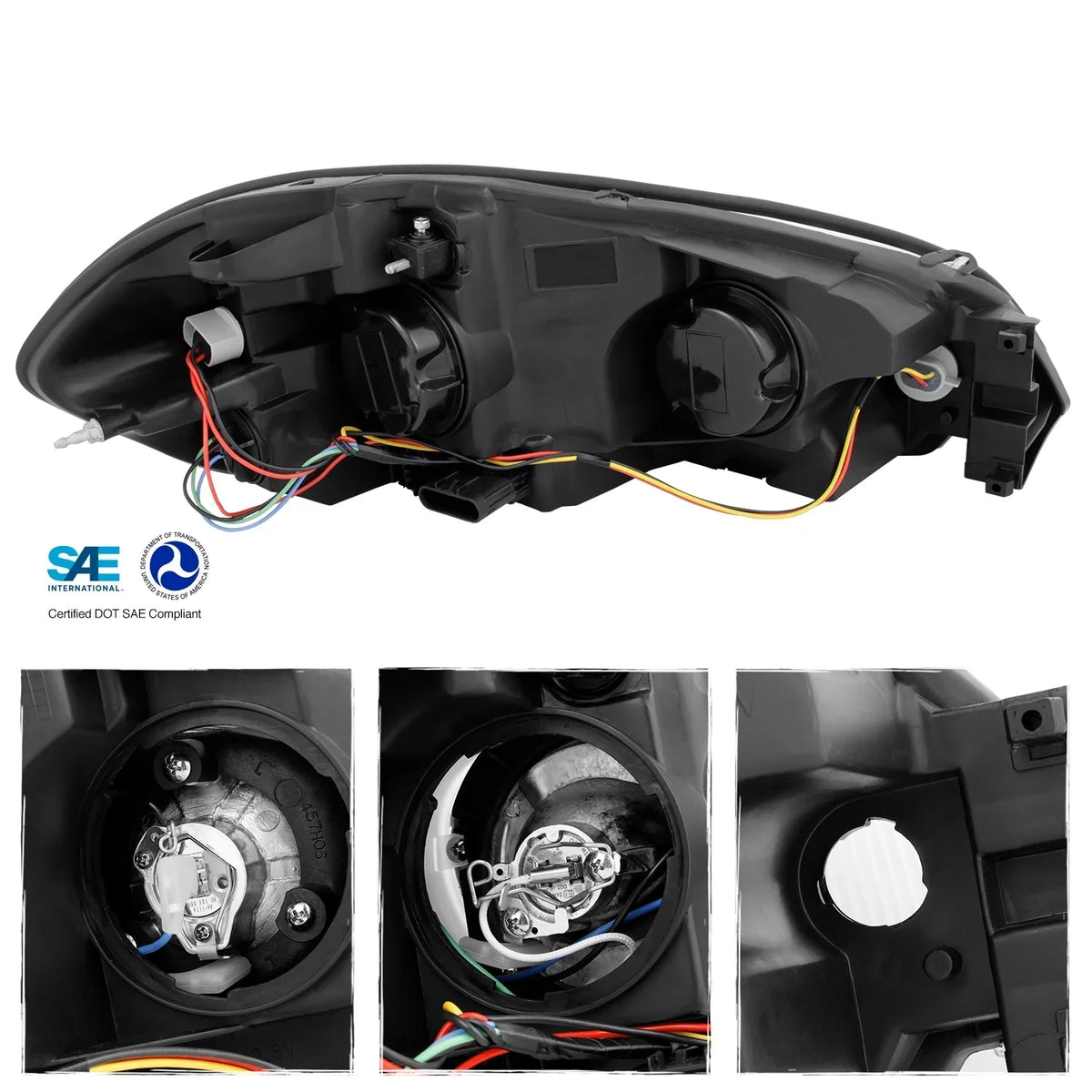 AKKON Projector Headlamps And LED Tail Lamps for 06-13 Impala and 14-16 Impala Limited - Black