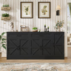 71 Inch Farmhouse Sideboard Buffet Cabinet With Adjustable Shelves And 2 Drawers - Black