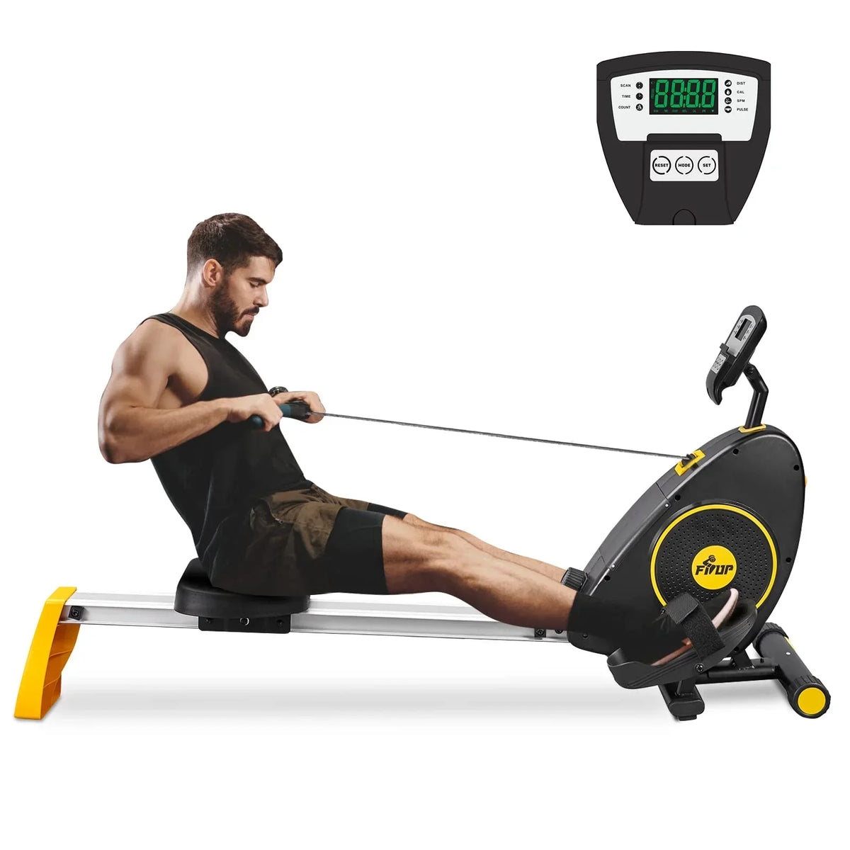 FISUP Magnetic Rowing Machine With 8 Level Adjustable Resistance, Black - RMF7