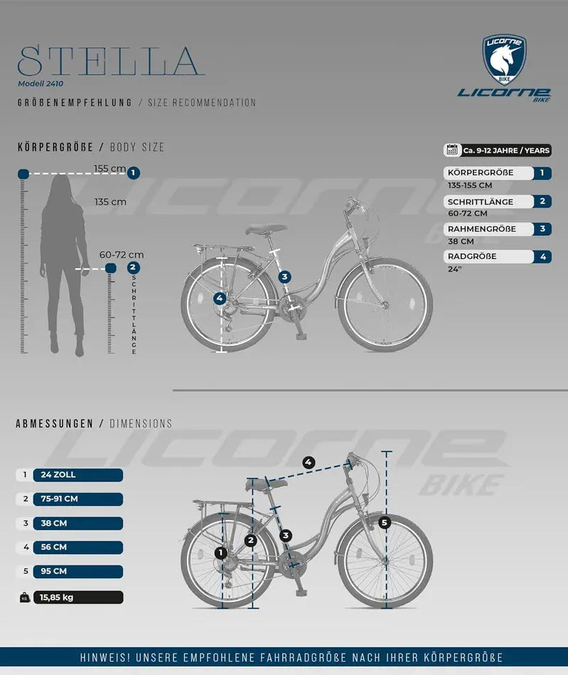 Licorne Urban City Bike, Aluminum Frame, 24.0 Inches/26.0 Inches/28.0 Inches - Stella Premium