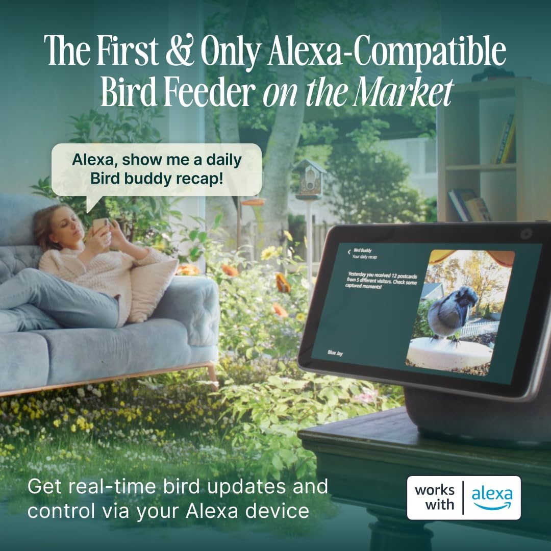 Birdbuddy PRO Solar Smart Bird Feeder With Camera, 5MP Photos, 2K HD Video, Blue - PRO