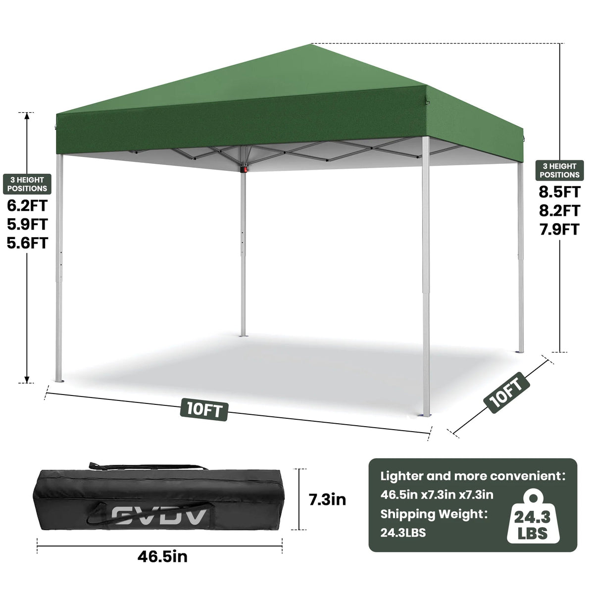 GVDV 10x10 ft Easy Pop Up Outdoor Canopy Tent - Blue