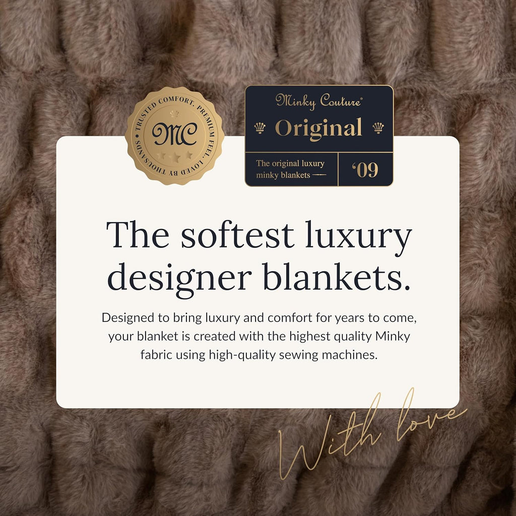 Minky Couture Hugs Extra Plush Stretchy Bubbled Throw Blanket - Travel, Milk Chocolate