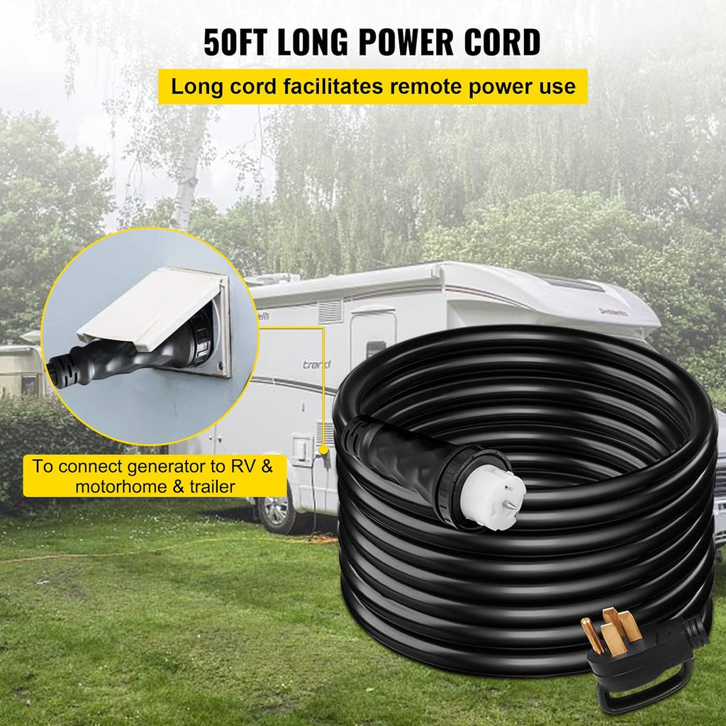 VEVOR Generator Extension Cord 50 ft 50 Amp STW 125V 250V 12500W N14-50P SS2-50R CS6364 - 45446 + 45505