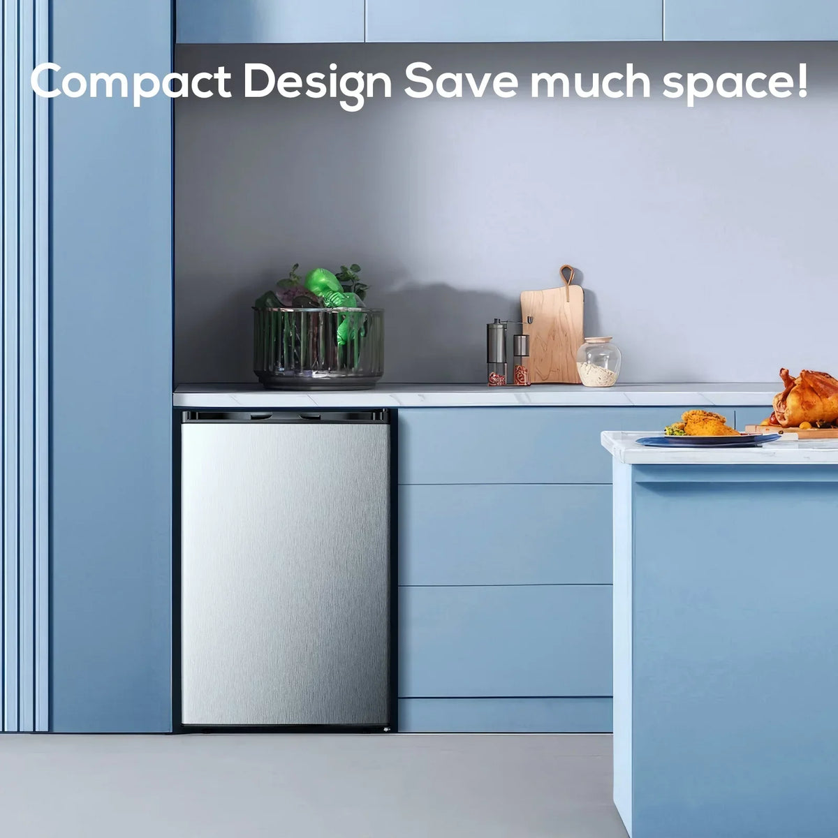 Auseo Countertop Mini Freezer, 3.0 Cu.ft, Silver