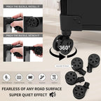 ZhenGuiRu Rolling Manicure Table With Drawers, Bluetooth Speaker, LED Mirror, TSA Lock - 15.3 x 10.8 x 30.8 in