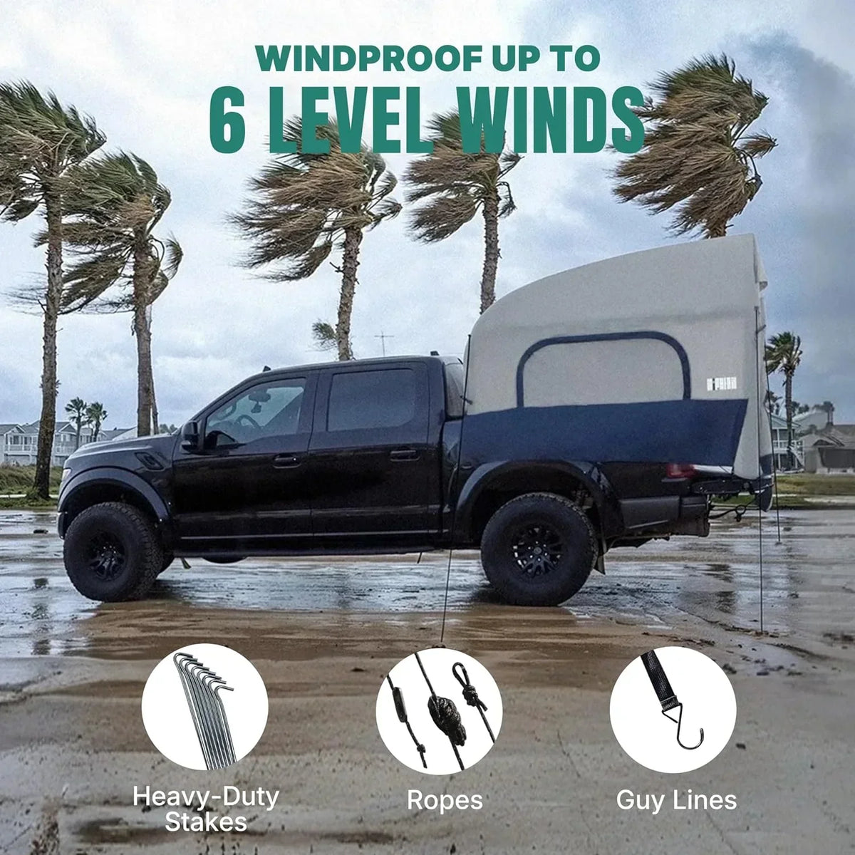 Inflatable Pickup Truck Bed Tent, 3 Person, 5.5ft-8ft