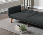 Dcenta Convertible Sofa Bed, Black Polyfiber, 1pc, Wooden Legs
