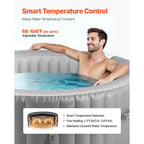KFFKFF Inflatable Hot Tub, 4-6 Person, 81.9 x 26 in, 130 Jets, PVC, Grey - KSW0018