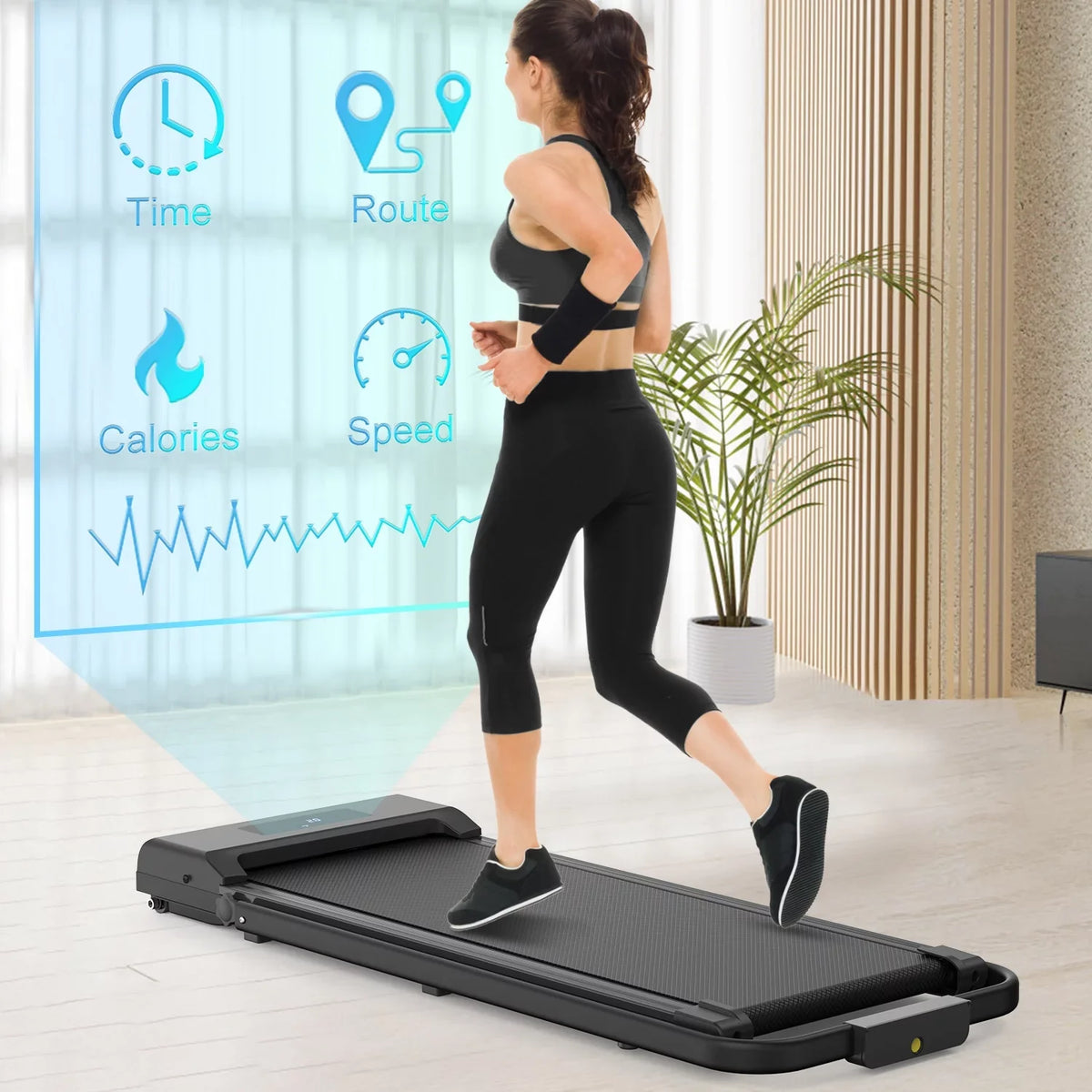 Bigzzia 2-in-1 Under Desk Treadmill, 2.5HP, 6.25MPH, 265 Lb