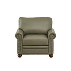 Single Seat Living Room Sofa Chair With Wood Legs, Grey Faux Leather