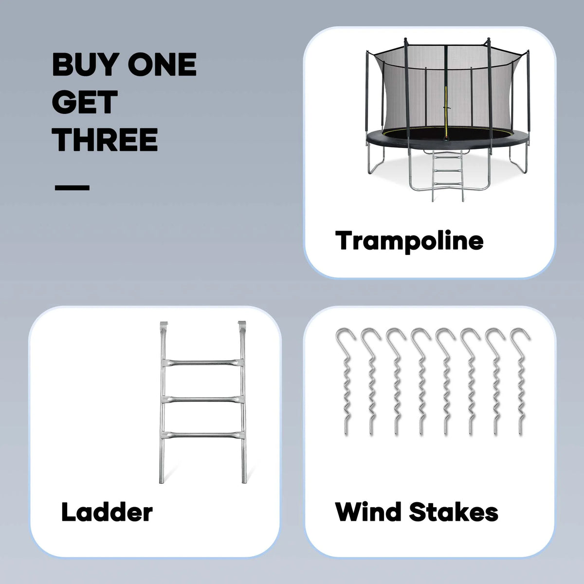 MARNUR Kids' Trampoline 8 ft With Enclosure Net, Ladder And Wind Stakes - 330 lbs Weight Capacity