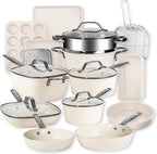 Gotham Steel Hammered 20 Pc Ceramic Nonstick Cookware Set, Copper