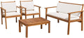 Flamaker 4-Piece Outdoor Acacia Wood Patio Conversation Sofa Set With Table And Cushions