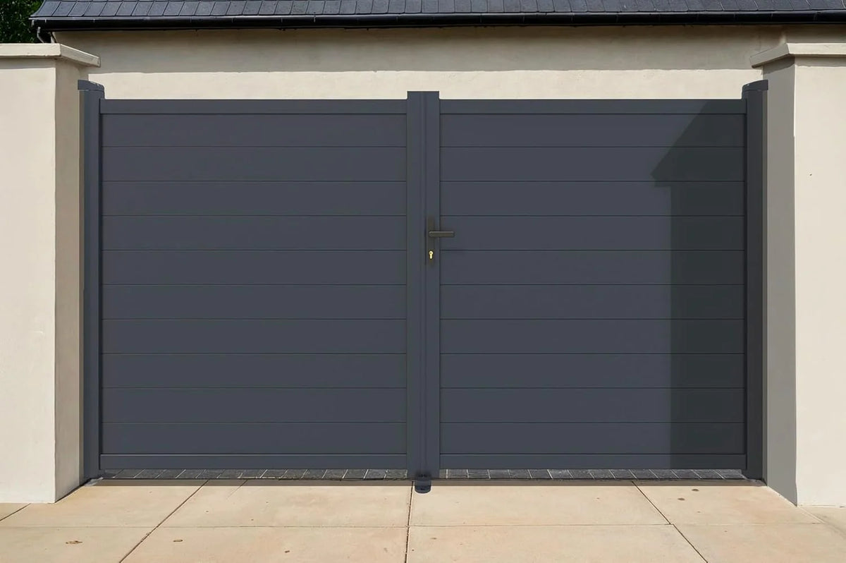 Casanoov Aluminium Folding Driveway Gate 4m x 160cm Grey - KIT-000024