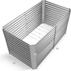 Land Guard Galvanized Raised Garden Bed 8x4x3ft, Classic Silver