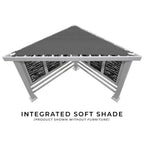 Backyard Discovery Galvanized Steel Corner Pergola With Seating, White, 12x8' - Ridgedale