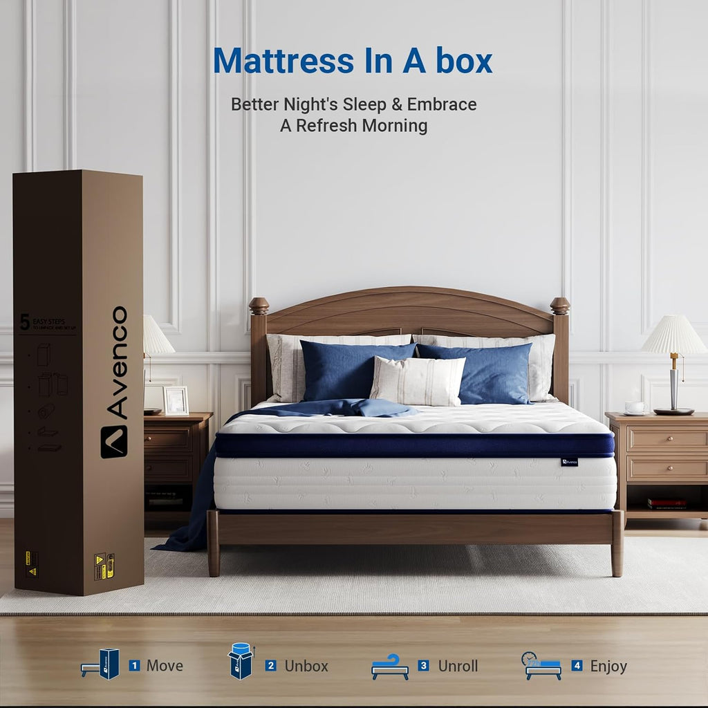 Avenco Queen Mattress, 10 Inch, Medium Plush Support With Individually Pocket Springs