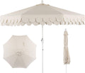 JONATHAN Y 9 ft. Classic Midcentury Scalloped Fringe Market Patio Umbrella - UMB1002C