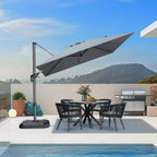 PURPLE LEAF 9 Feet Square Patio Cantilever Umbrella, Light Grey