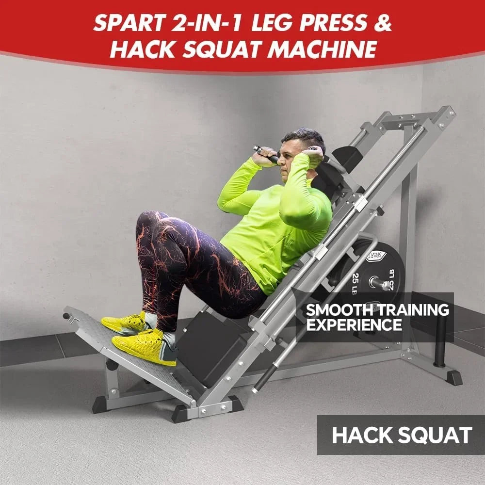 2-In-1 Leg Press And Hack Squat Machine With Linear Bearing - 45-Degree