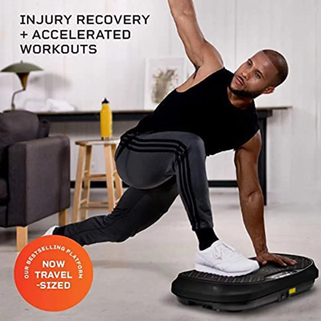 LifePro Compact Vibration Plate Exercise Machine With Workout Bands, Black - Waver Mini