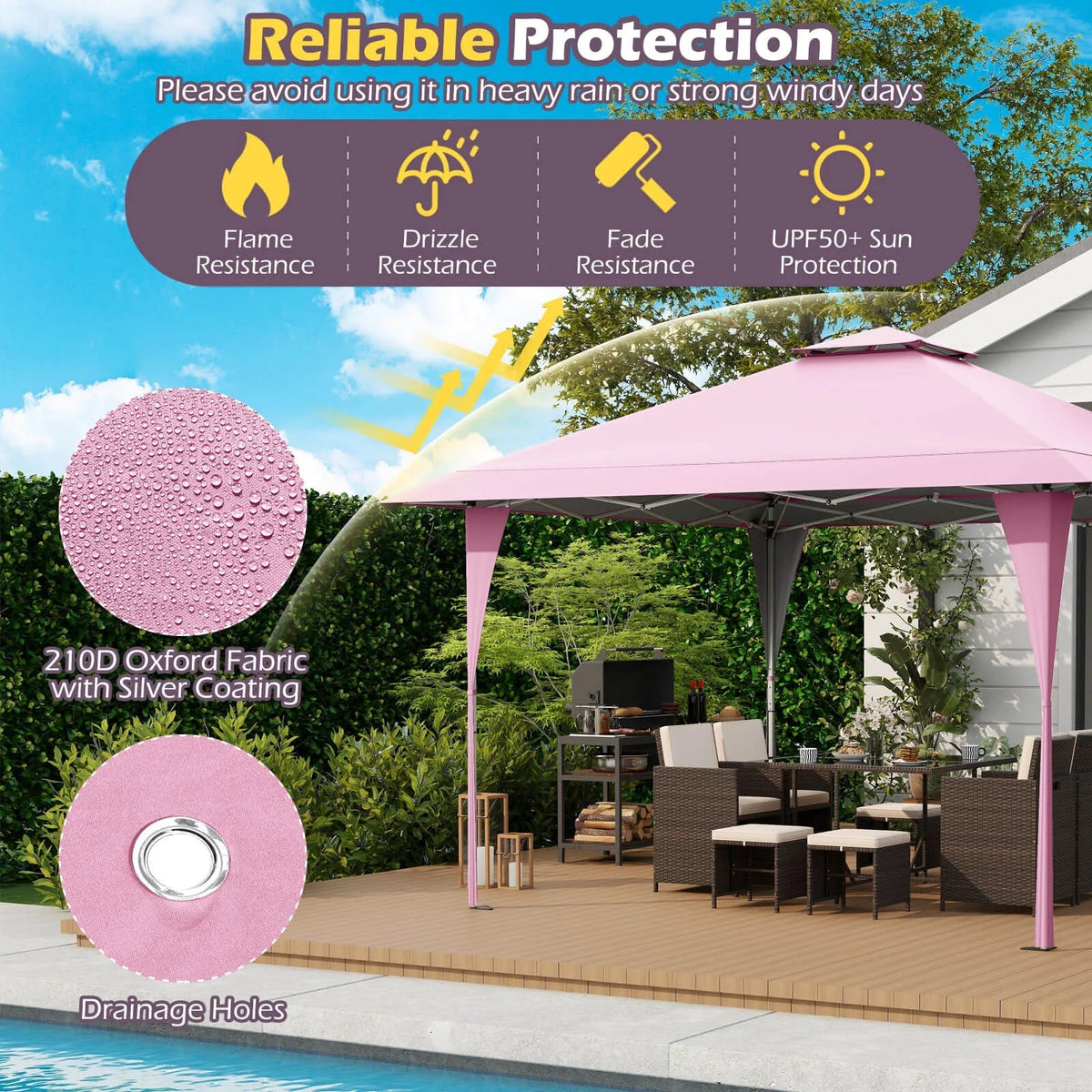 Costway Pop-Up Gazebo Outdoor Canopy Tent, 13 x 13 ft, Gray